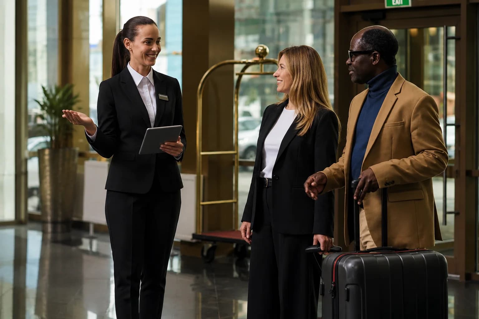 Travel professionals coordinating an airport programme